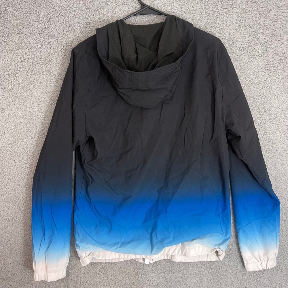 Hollister Mens Medium Epic Flex Black Blue Ombre‎ Full Zip Windbreaker Jacket - Picture 4 of 7